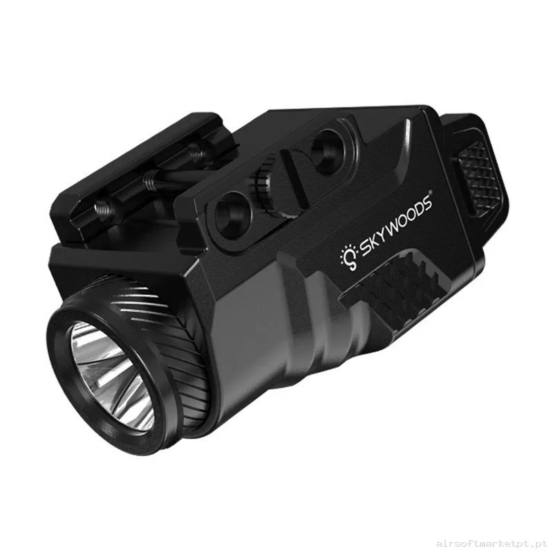 LINTERNA MINI PARA PISTOLA 480 LUMENES SKYWOODS OURAGAN NEGRA — Lanternas & Lasers — Airsoft Market PT