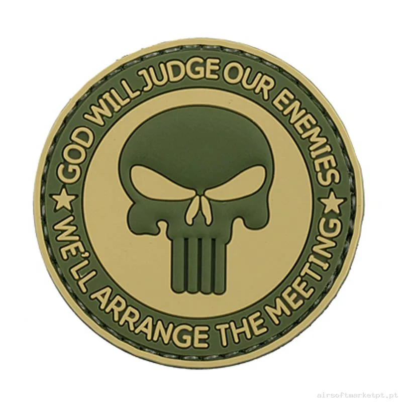 Parche Goma Relieve Oem Deus Julgará Nossos Inimigos — Patches & Decoração — Airsoft Market PT
