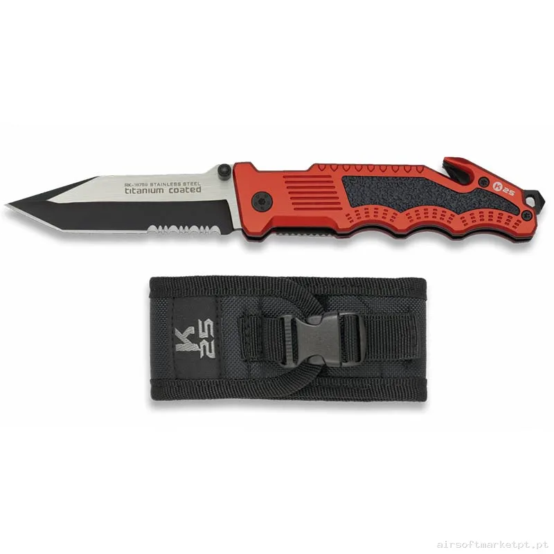 Faca Tática K25 18759 Revestida em Titânio 8.5cm com Estojo — Ferramentas — Airsoft Market PT