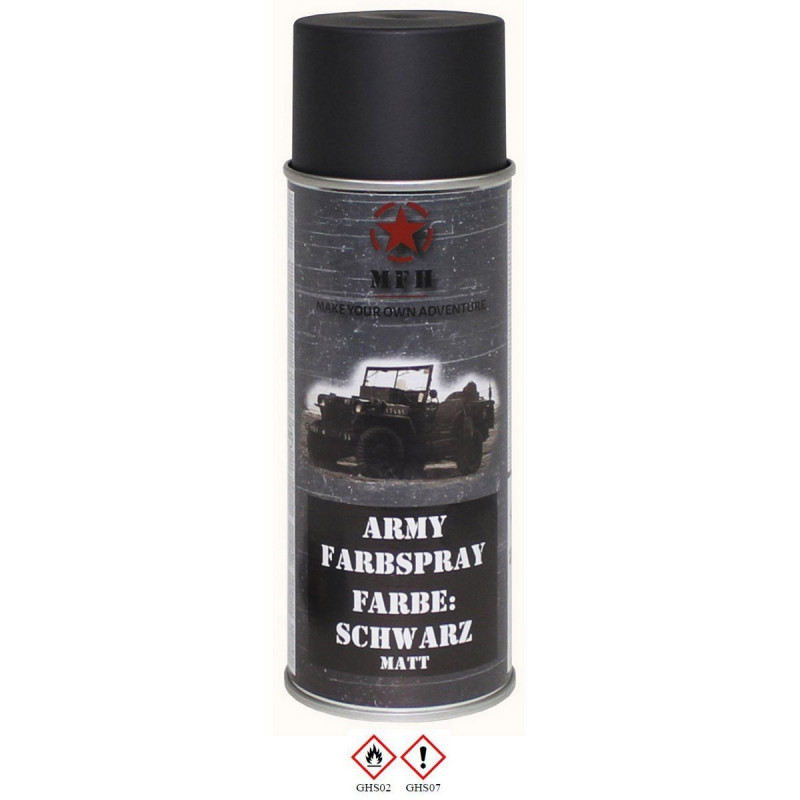 Spray Militar Preto Mate [MFH] — Outros — Airsoft Market PT