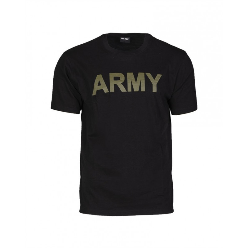 T-Shirt "Army" Preta [Miltec] — Vestuário (Fardas) — Airsoft Market PT