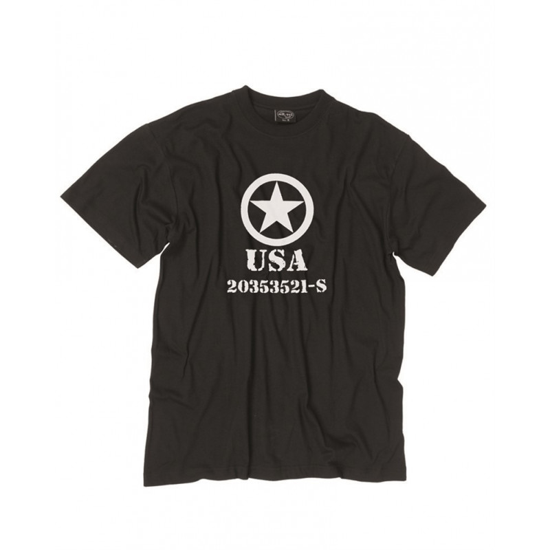 T-Shirt "Allied Star" Preta — Vestuário (Fardas) — Airsoft Market PT