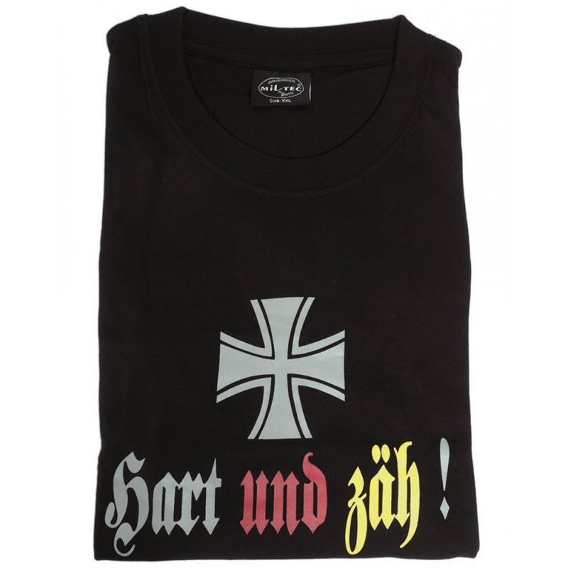 T-Shirt "Hart Und Zäh" Preta — Vestuário (Fardas) — Airsoft Market PT