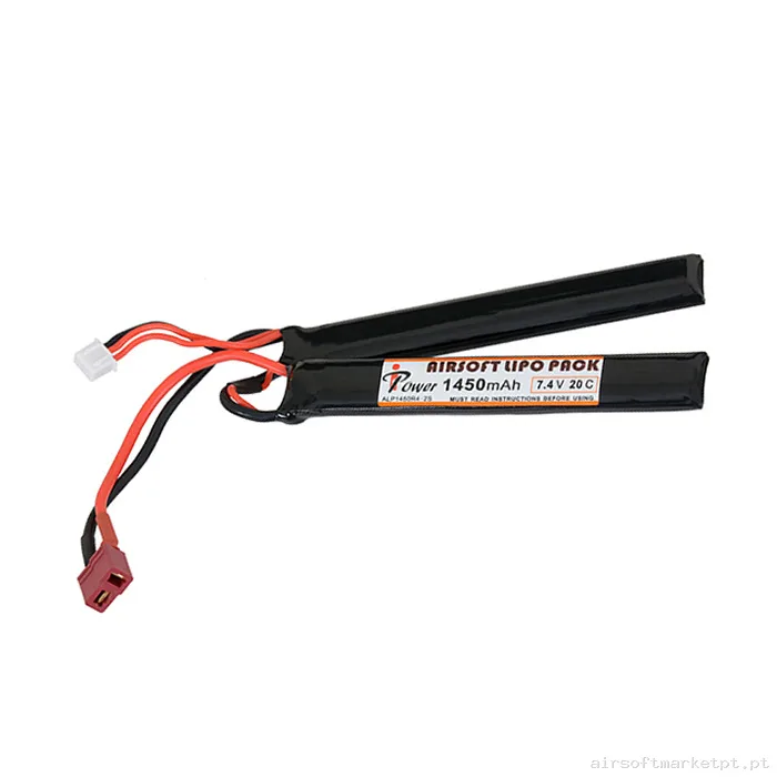 Bateria Lipo Nunchuk Dupla Ipower 1450mah 7.4v 20c (T-Plug) — Baterias & Carregadores — Airsoft Market PT