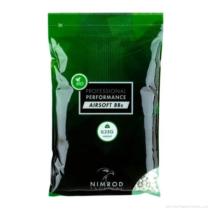 BBs Bio 0.25g Nimrod Professional Performance 1kg Brancas — Munição (BBs) — Airsoft Market PT