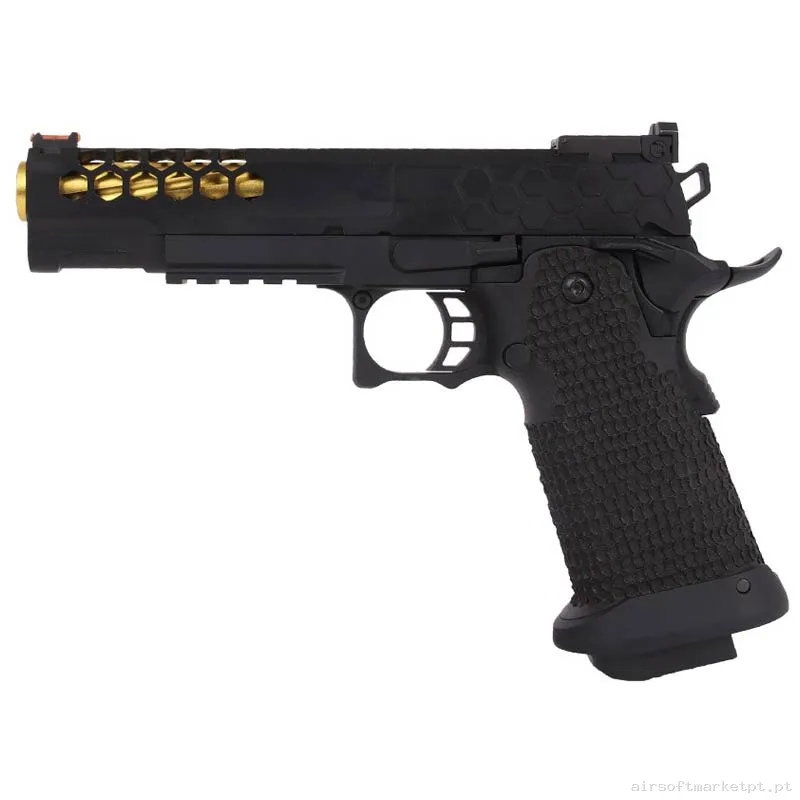 Réplica GBB Pistola Hi-Capa 5.1 Golden Eagle Excaut 3399 negra/Dorada — Pistolas — Airsoft Market PT