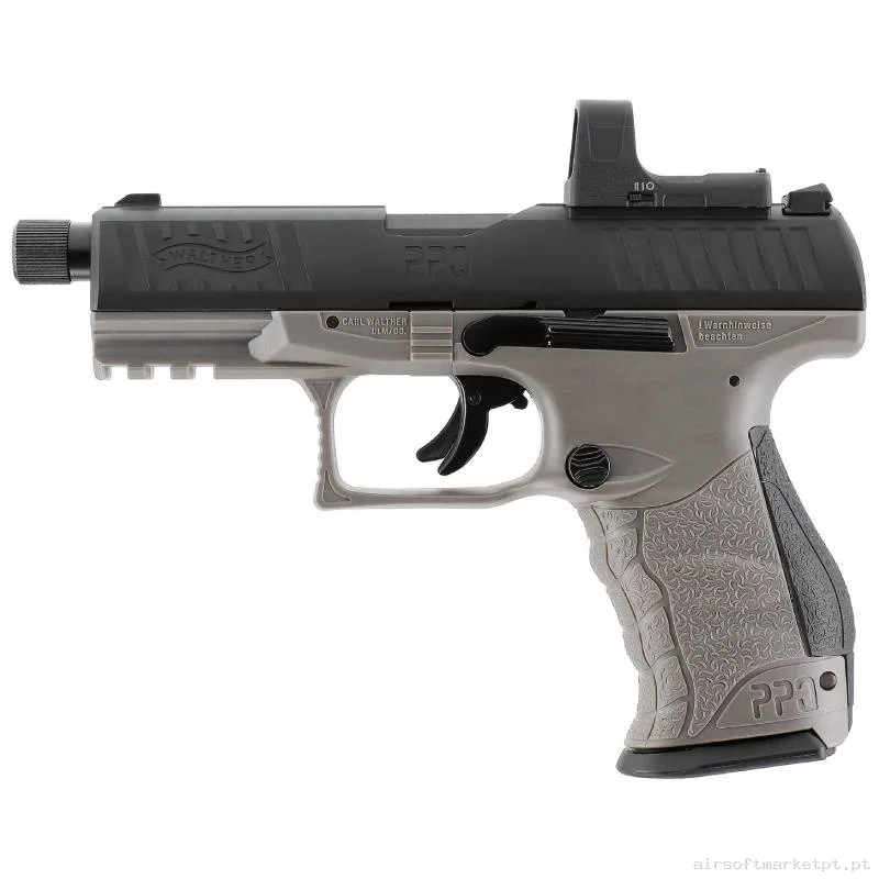 Airgun CO2 4.5mm Pistola Umarex Ppq M2 Q4 Tac Combo 4.6" Blowback preta/Cinza — Pistolas — Airsoft Market PT