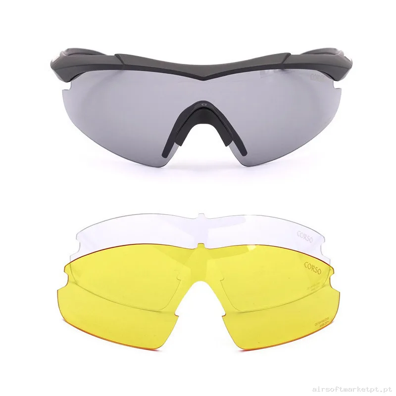 Gafa Corso Revenge Bow 3 con funda + 3 lentes intercambiables negro — Proteção Ocular & Facial — Airsoft Market PT (foto 2)