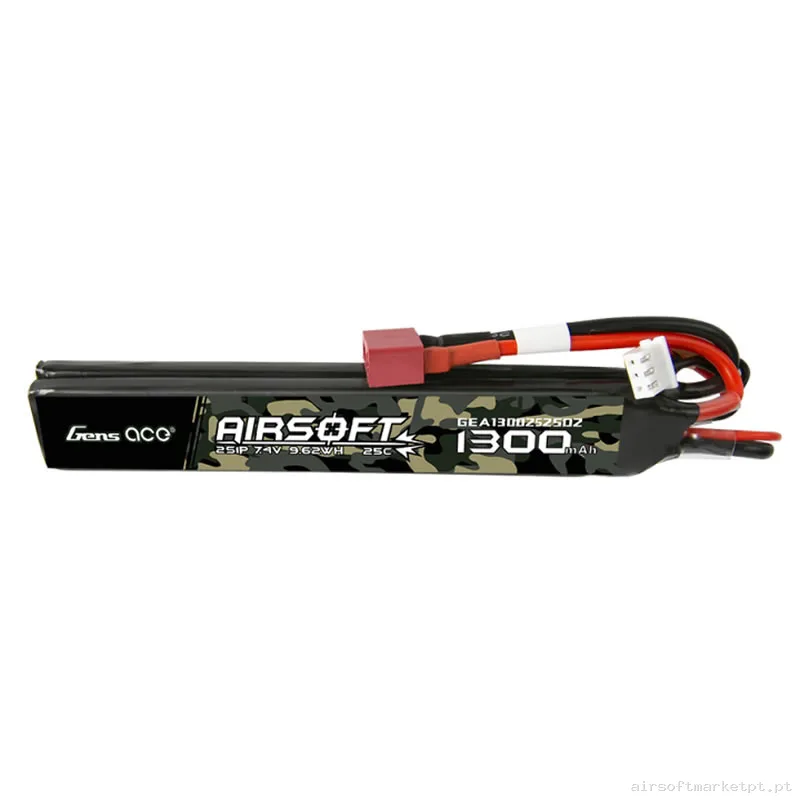 Bateria Lipo Nunchuk Doble Gens Ace 1300mah 7.4v 25c (T-Plug) — Baterias & Carregadores — Airsoft Market PT