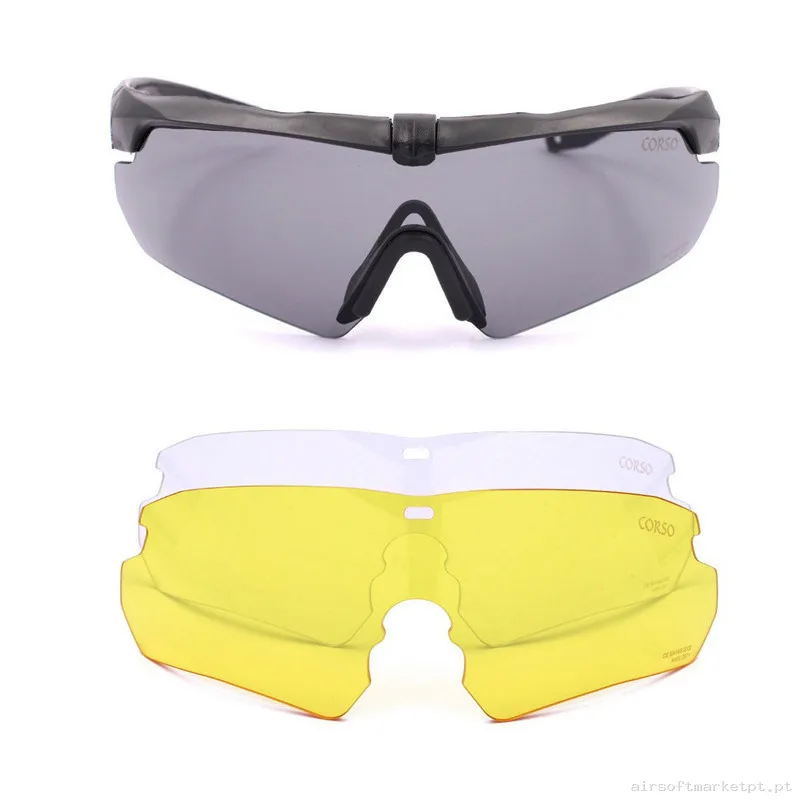 Gafa Corso Revenge Gunner con funda + 3 lentes intercambiables negro — Proteção Ocular & Facial — Airsoft Market PT (foto 2)