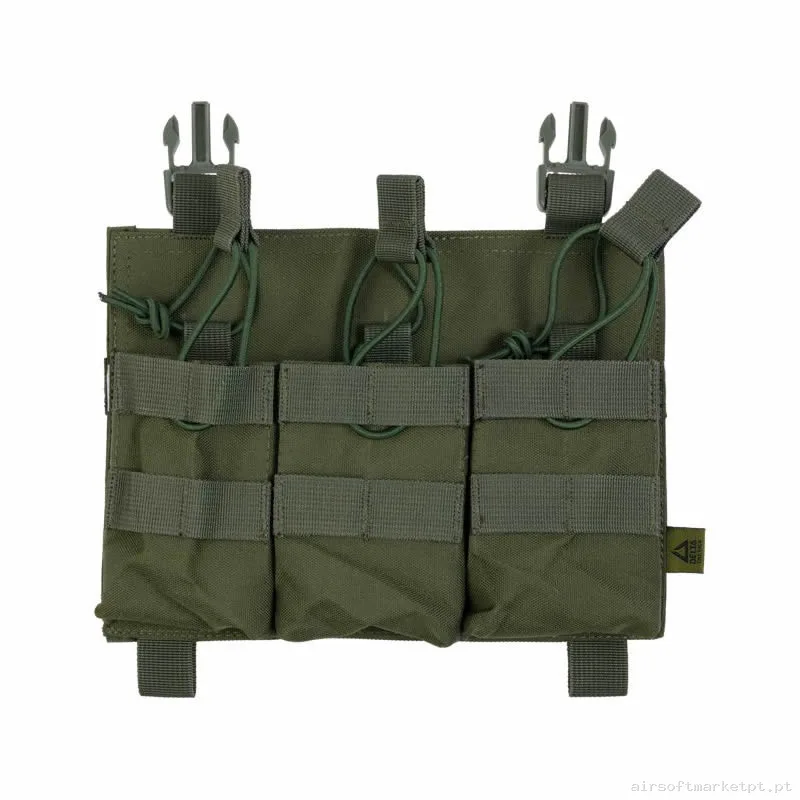 Pouch Magazine Pouch Triple M4/Ak/G36 Delta Tactics Force Open Top Detachable verde od — Coletes & Rigs — Airsoft Market PT