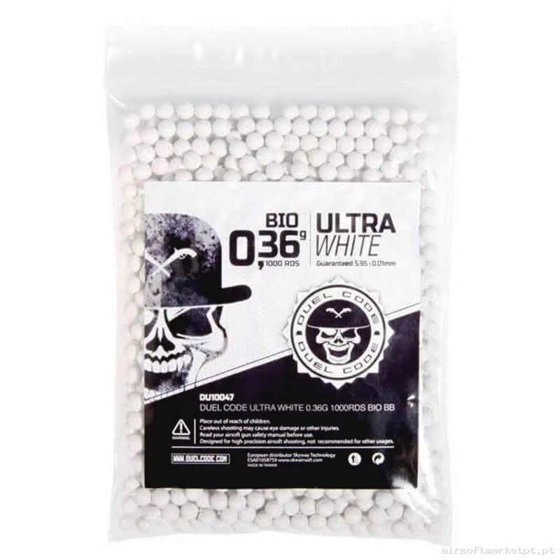 BBs Bio 0.36g Duel Code 1000 BBs Brancas — Munição (BBs) — Airsoft Market PT