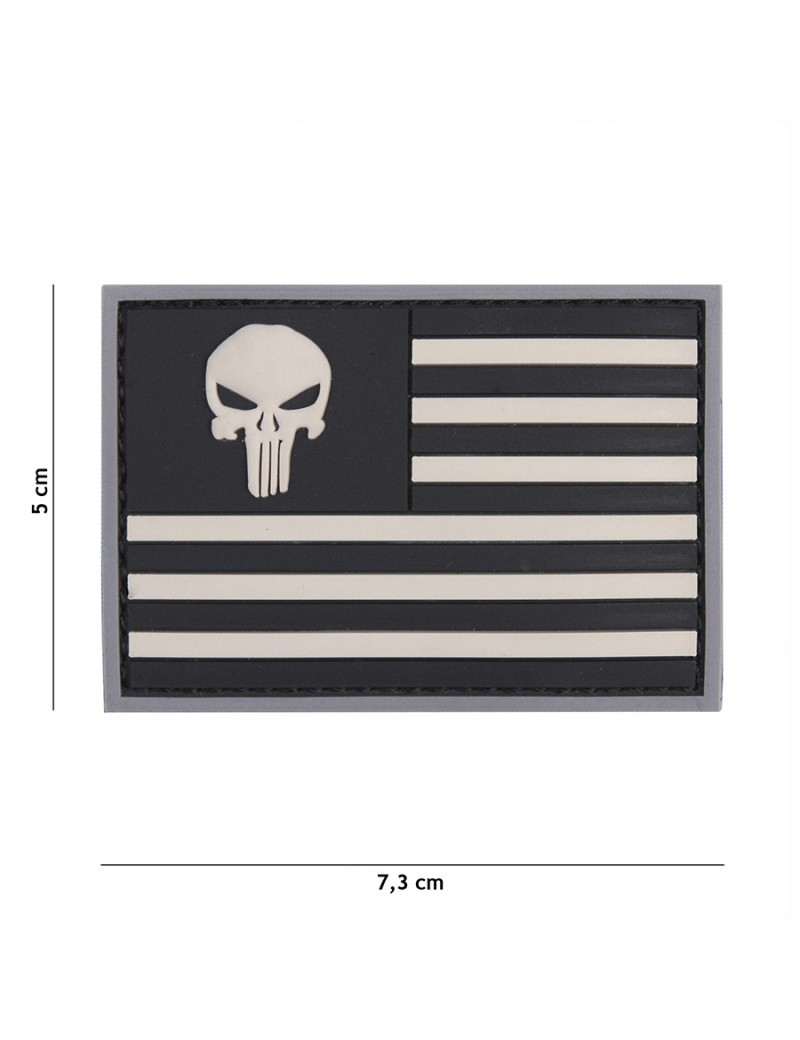 Patch - Punisher USA Flag - Grey & Black — Patches & Decoração — Airsoft Market PT
