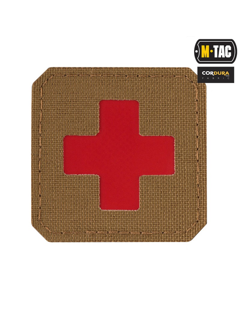 Patch - Medic Cross - Coyote & Red [M-TAC] — Patches & Decoração — Airsoft Market PT