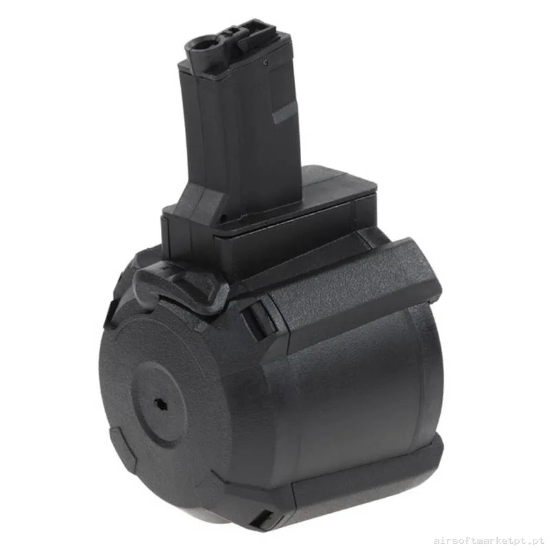 Magazine Réplica Drum Mp5 Saigo Elétrico 1200 Bbs negro — Carregadores / Magazines — Airsoft Market PT
