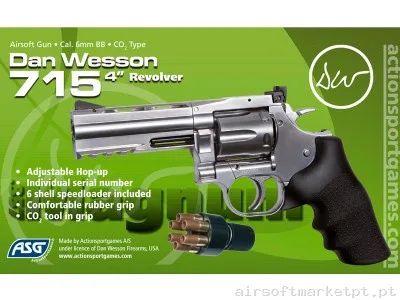 Revólver Dan Wesson 715 4'' Silver ASG — Pistolas — Airsoft Market PT (foto 2)