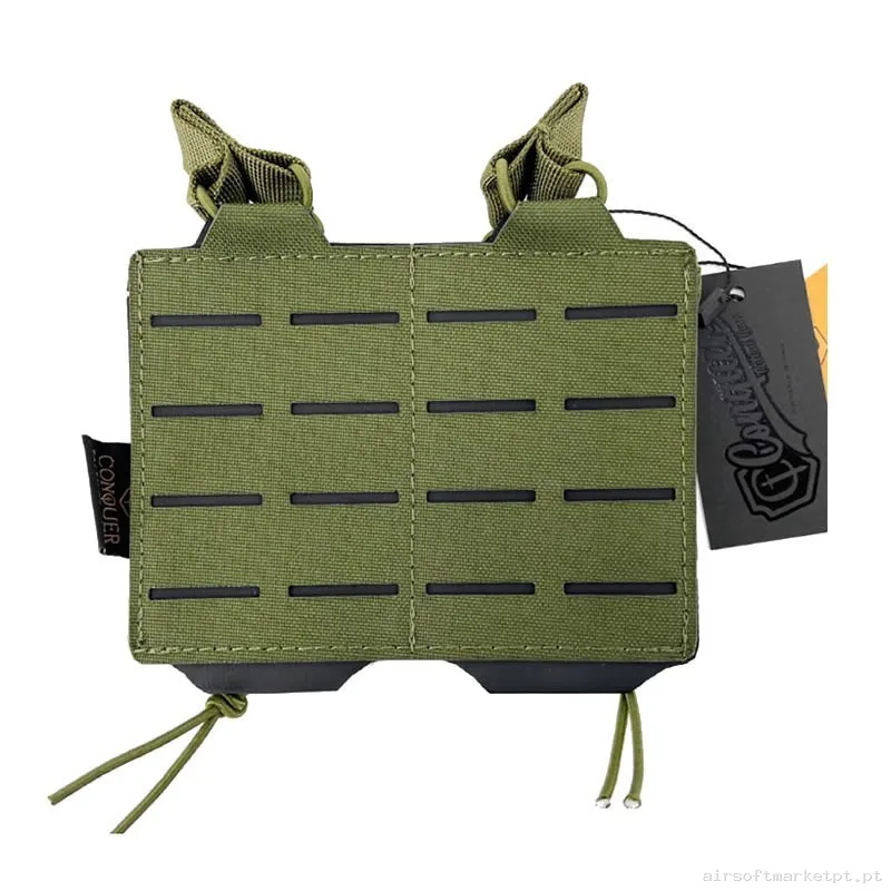 Pouch Portacargador Doble M4 Conquer Corte Láser Verde OD — Coletes & Rigs — Airsoft Market PT