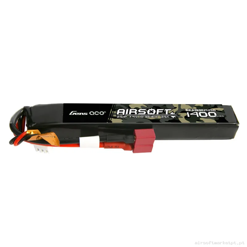 Bateria Lipo Stick Gens Ace 1400mah 7.4v 25c (T-Plug) — Baterias & Carregadores — Airsoft Market PT