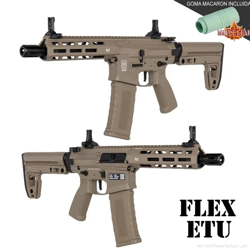 REPLICA SPECNA ARMS SA-F20 FLEX™ ETU™ GATILLO ELECTRÓNICO TAN + GOMA MAPLE LEAF — Rifles de Assalto (AR/M4/AK) — Airsoft Market PT