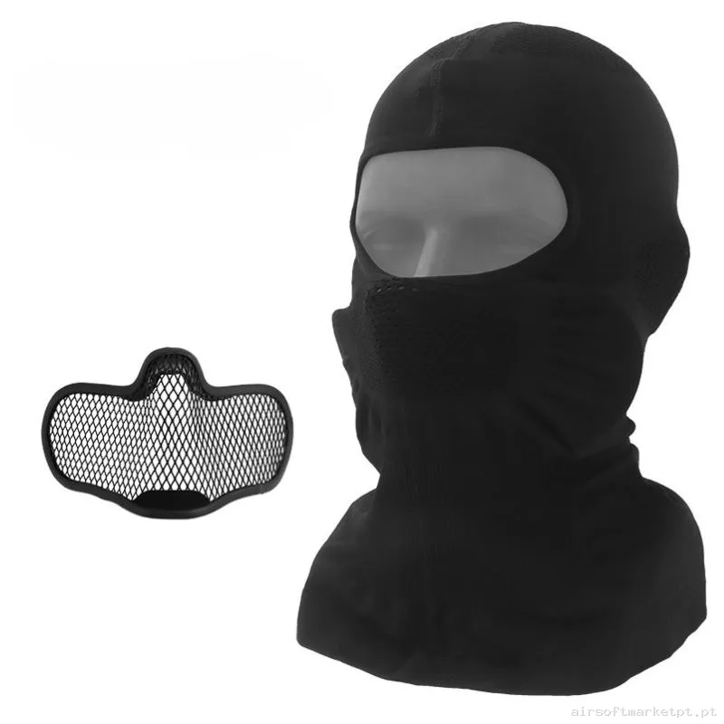Máscara de Proteção Balaclava Wosport V1 Headgear negra — Proteção Ocular & Facial — Airsoft Market PT
