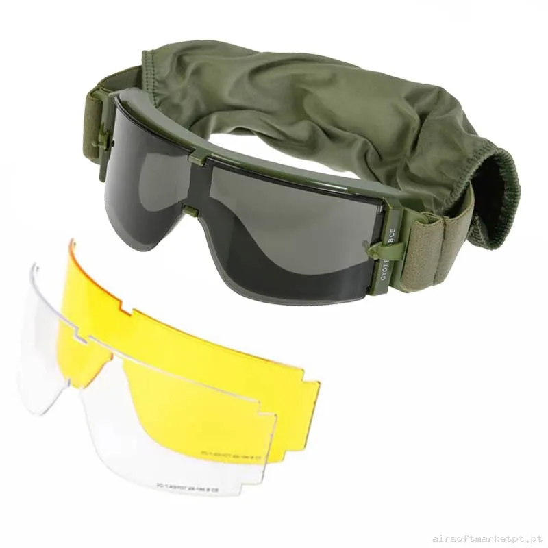 Óculos de Proteção Delta Tactics 3 Lentes Estilo 800 verde od — Proteção Ocular & Facial — Airsoft Market PT