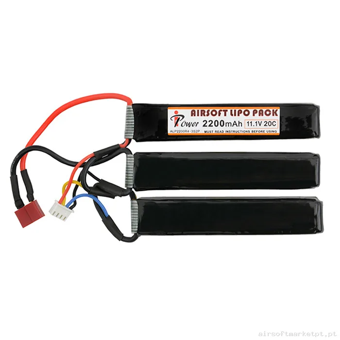 Bateria Lipo Nunchuk Triplo Ipower 2200mah 11.1v 20c (T-Plug) — Baterias & Carregadores — Airsoft Market PT