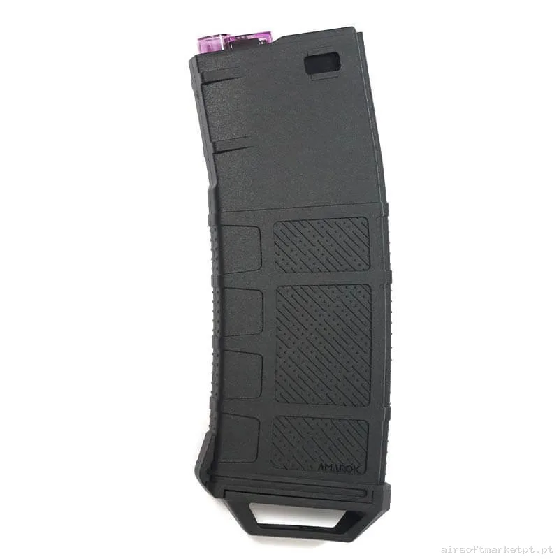 Magazine Réplica Midcap M4 Amarok Fast Feed A5 Polímero 250 Bbs preto/Magenta — Carregadores / Magazines — Airsoft Market PT