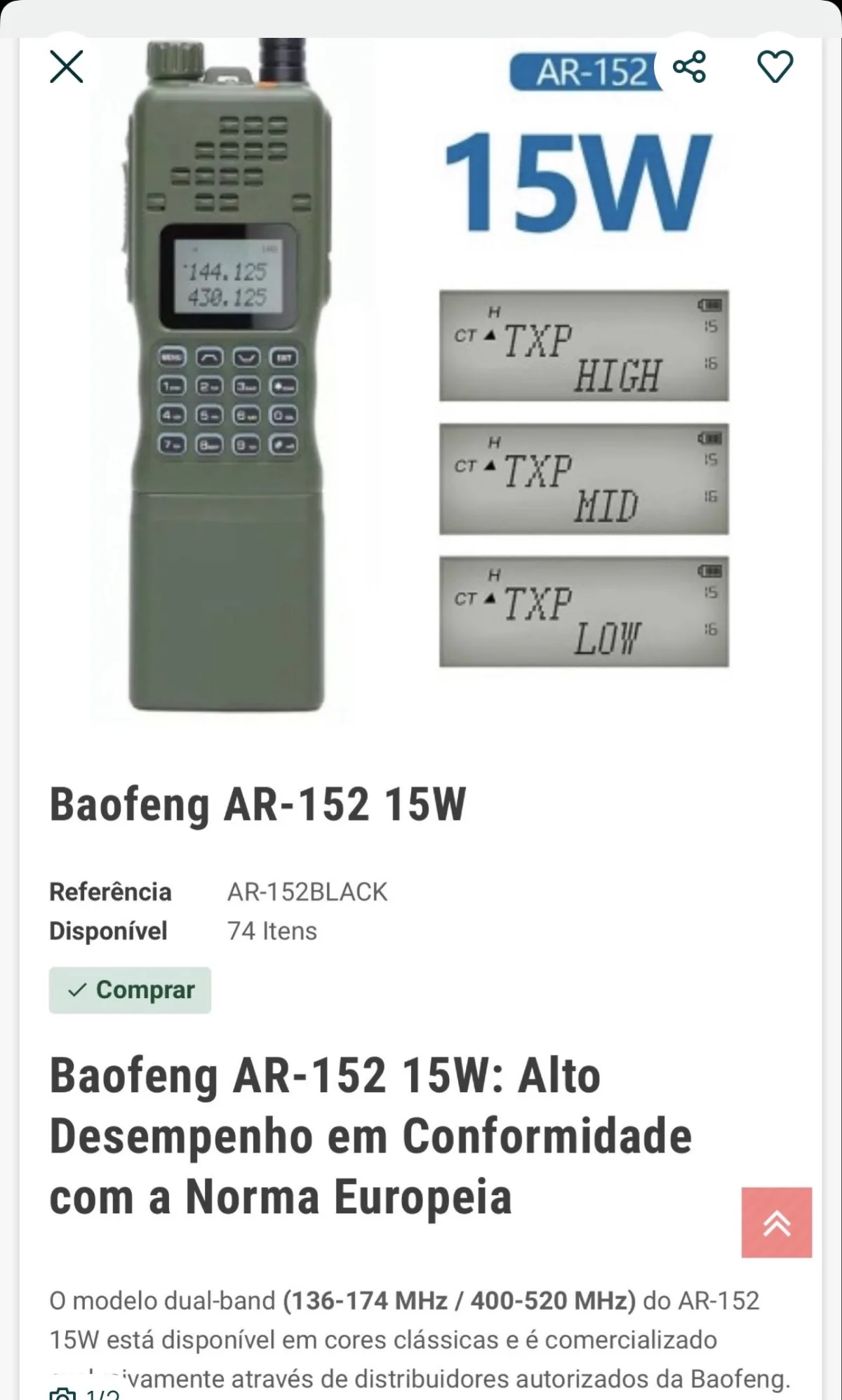 Rádio Baofeng como novo