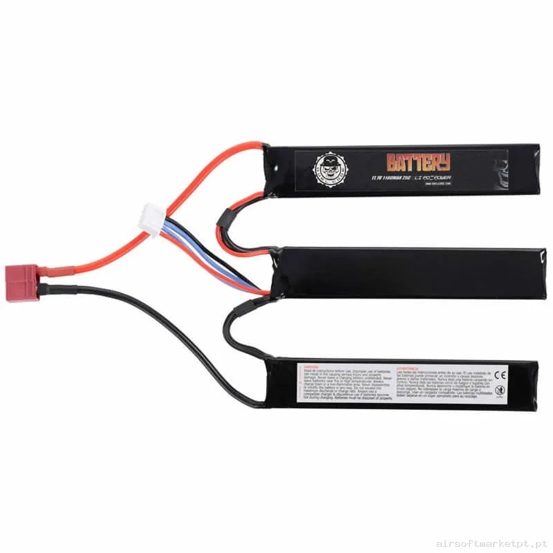 Bateria Lipo Nunchuk Triple Duel Code 1100mah 11.1v 25c (T-Plug) — Baterias & Carregadores — Airsoft Market PT