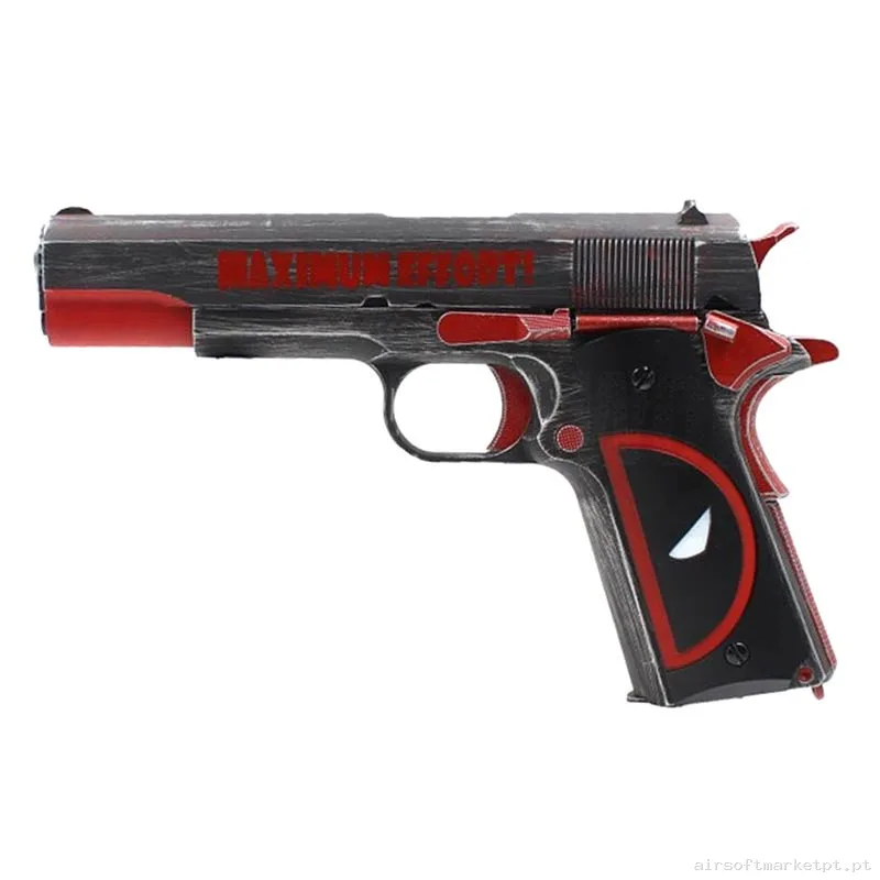 Réplica GBB Pistola 1911 Aw Custom Deadpool Ne2201 negra/Roja — Pistolas — Airsoft Market PT