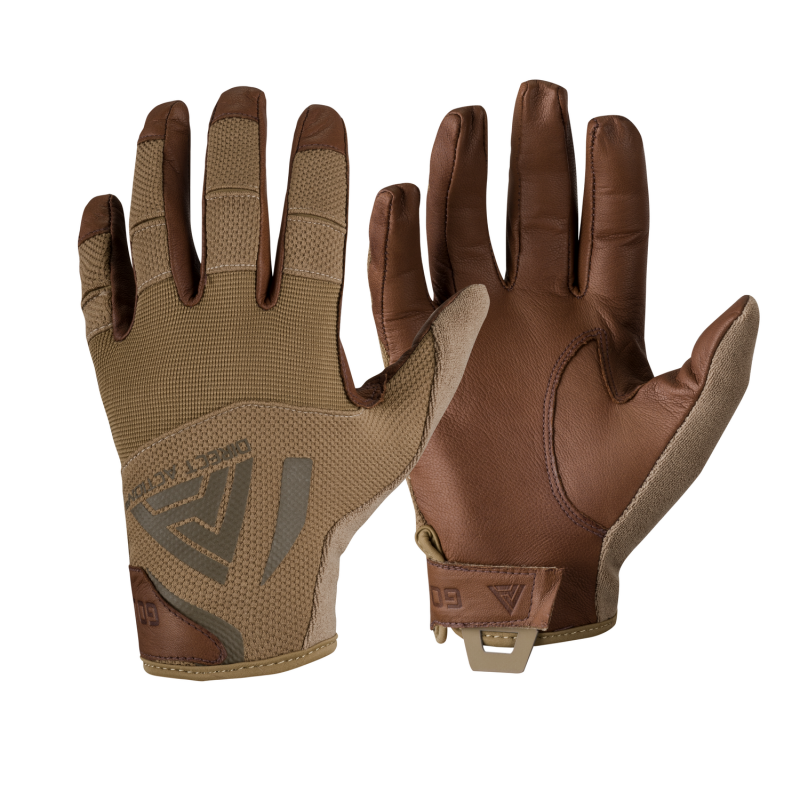 Luvas "Hard Gloves" Coyote em Pele [Direct Action] — Gear Táctico — Airsoft Market PT