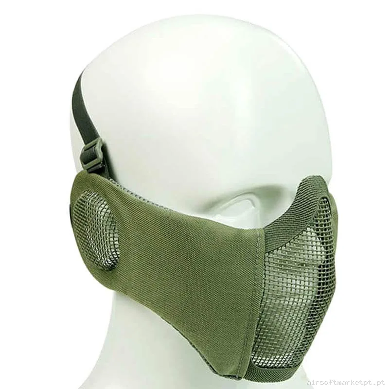 Máscara de Proteção Estendida Rede/Tecido Wosport Starker V verde od — Proteção Ocular & Facial — Airsoft Market PT