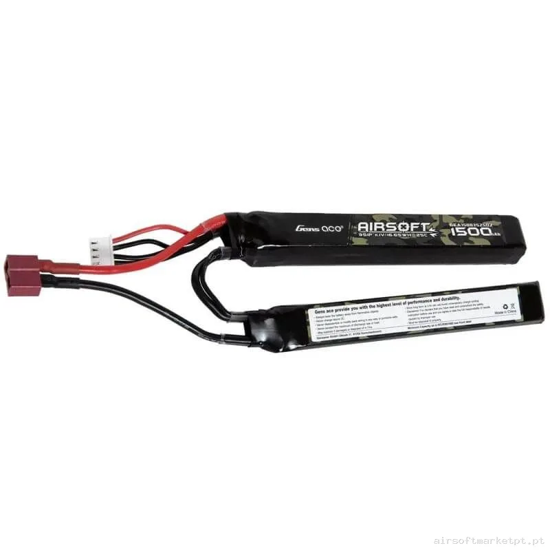 BATERÍA LIPO GENS ACE 1500MAH 25C 11.1V 2MODULOS T-DEAN — Baterias & Carregadores — Airsoft Market PT