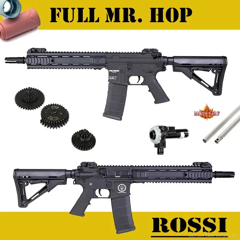 RÉPLICA ROSSI SAS NEGRA FULL MR.HOP UPGRADE — Rifles de Assalto (AR/M4/AK) — Airsoft Market PT