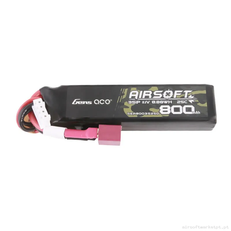 Bateria Lipo Stick Gens Ace 800mah 11.1v 25c (T-Plug) — Baterias & Carregadores — Airsoft Market PT