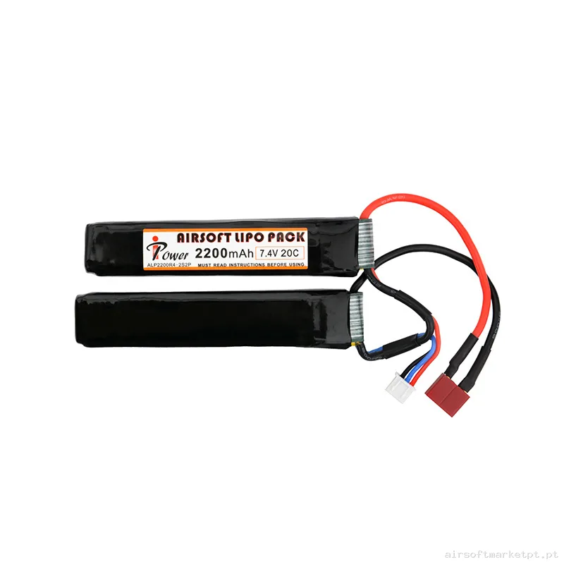 Bateria Lipo Nunchuk Dupla Ipower 2200mah 7.4v 20c (T-Plug) — Baterias & Carregadores — Airsoft Market PT