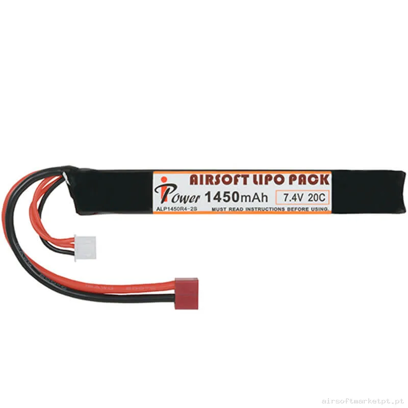Bateria Lipo Stick Ipower 1450mah 7.4v 20c (T-Plug) — Baterias & Carregadores — Airsoft Market PT