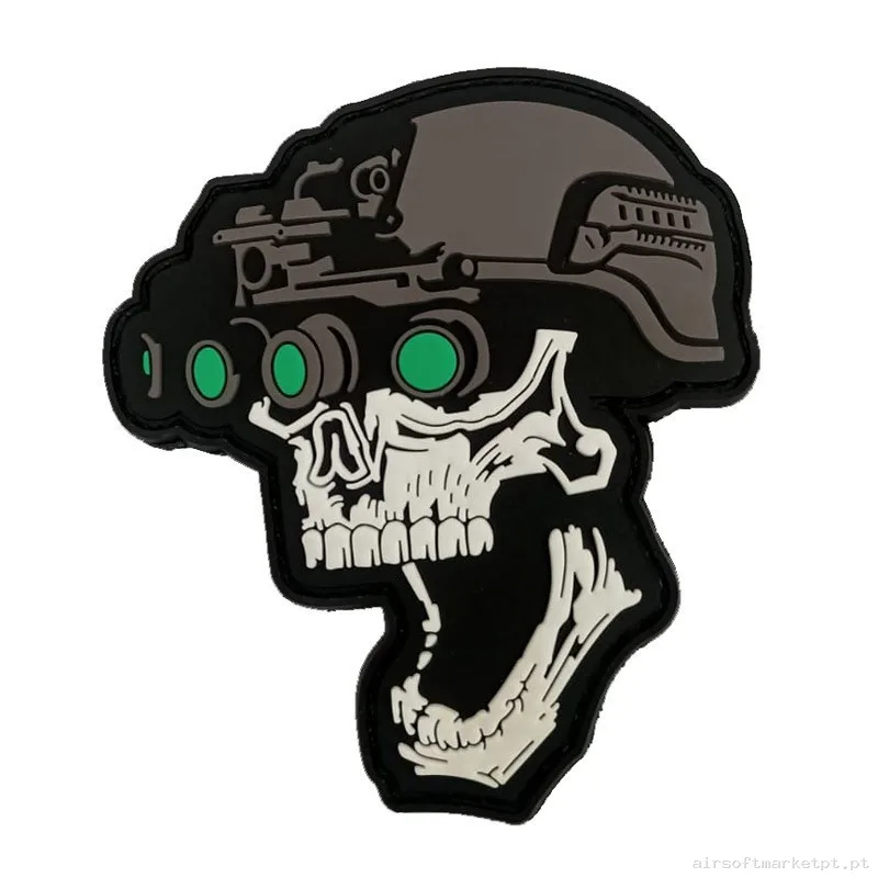 PARCHE PVC ESQUELETO TACTICO GRIS/BLANCO — Patches & Decoração — Airsoft Market PT