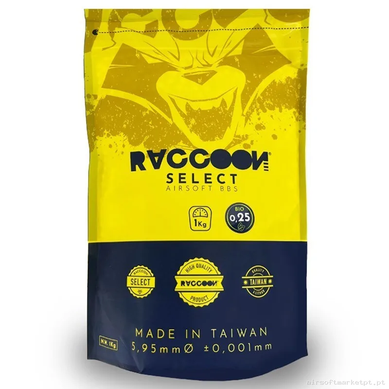 Bolas Bio Raccoon Select 0,25 Gramos Blancas 4000 Bbs — Munição (BBs) — Airsoft Market PT