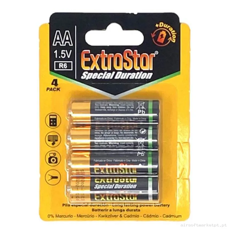 Pilha Aa Extrastar Jr6p4b Pacote 4u — Baterias & Carregadores — Airsoft Market PT