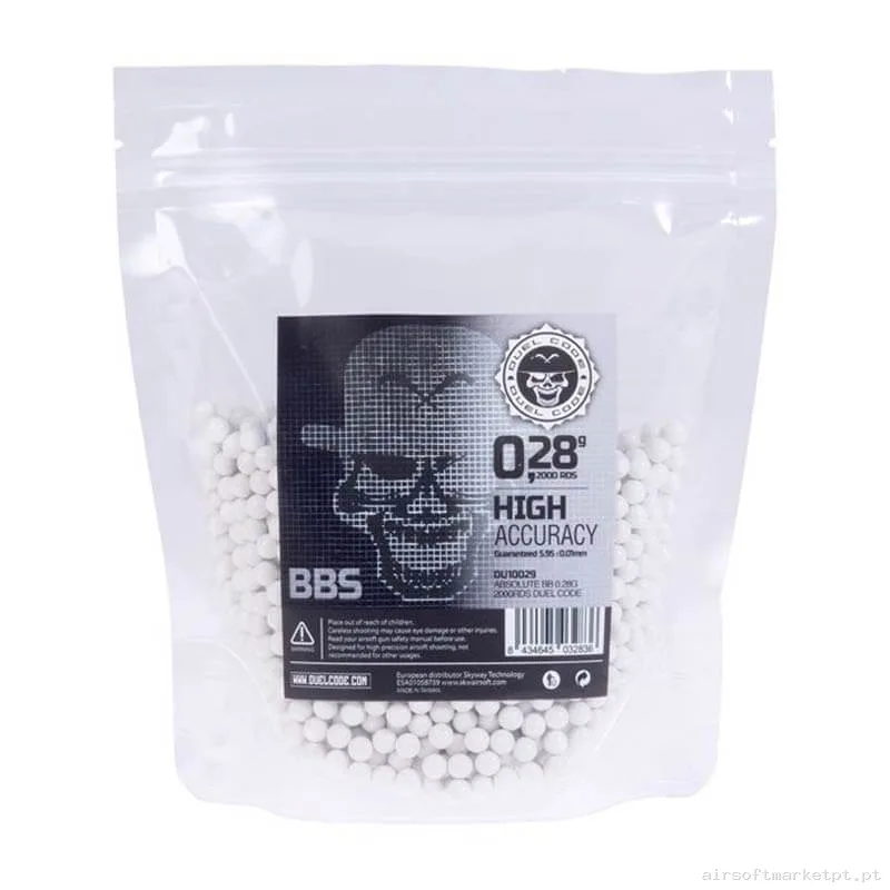 BBs 0.28g Duel Code Absolute 2000 BBs Brancas — Munição (BBs) — Airsoft Market PT