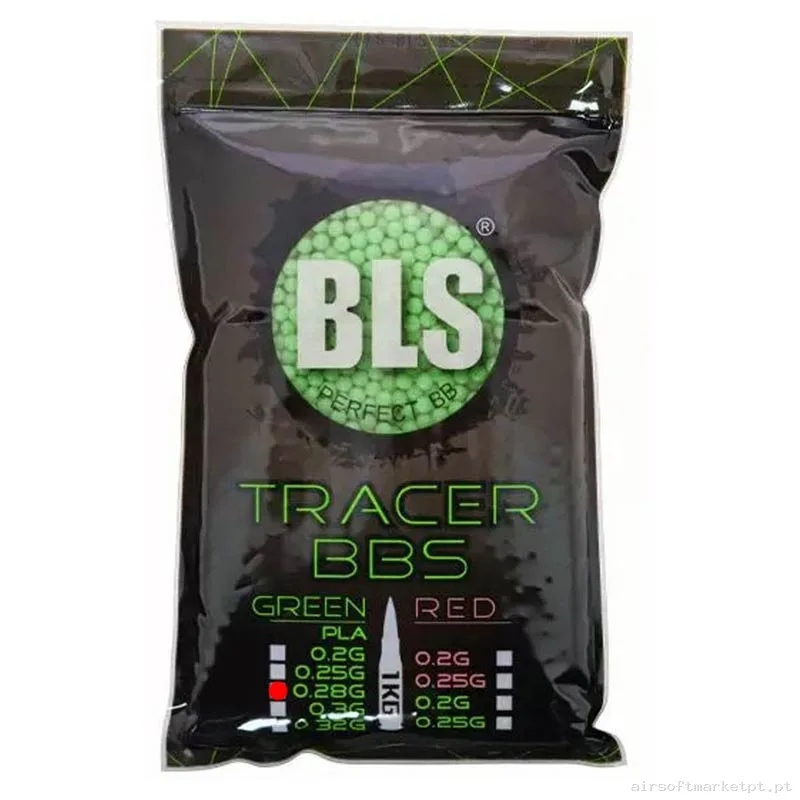 BBs Bio 0.28g Trazadoras BLS Bio Tracer BBs 1kg Verdes — Munição (BBs) — Airsoft Market PT