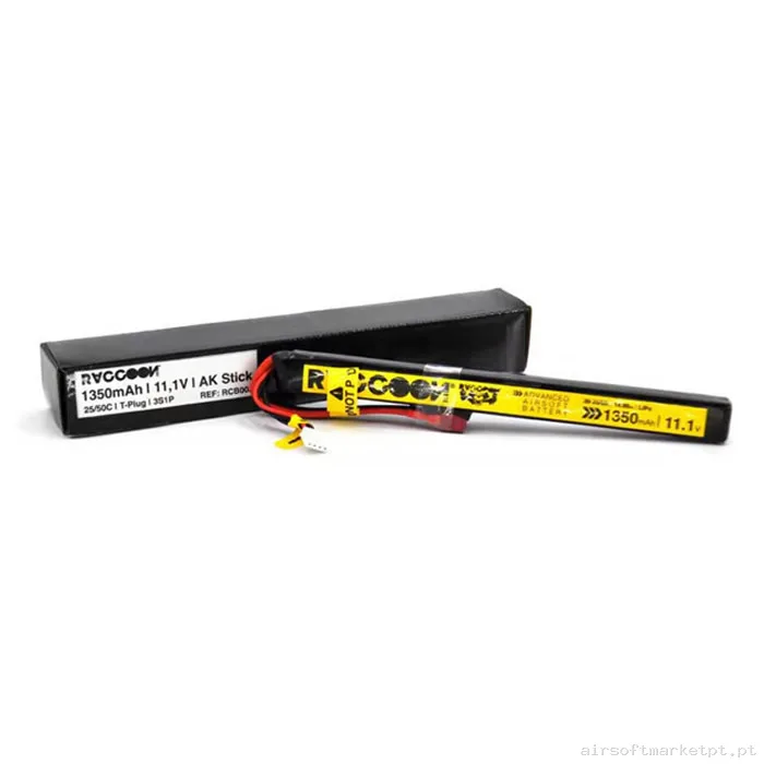 Bateria Lipo Stick Raccoon Pro 1350mah 11.1v 25-50C (T-Plug) — Baterias & Carregadores — Airsoft Market PT