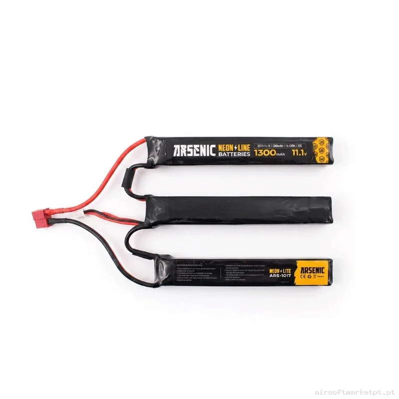 BATERIA LIPO ARSENIC PRO 11.1V 1300 MAH 25C-50C 3 MODULOS TDEAN — Baterias & Carregadores — Airsoft Market PT