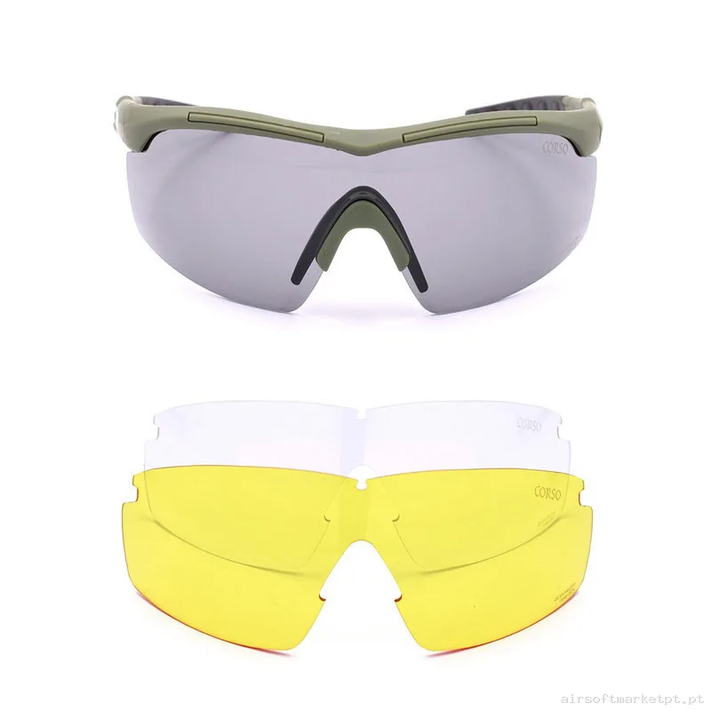 Gafa Corso Revenge Wing 3 con funda + 3 lentes intercambiables OD verde — Proteção Ocular & Facial — Airsoft Market PT (foto 2)
