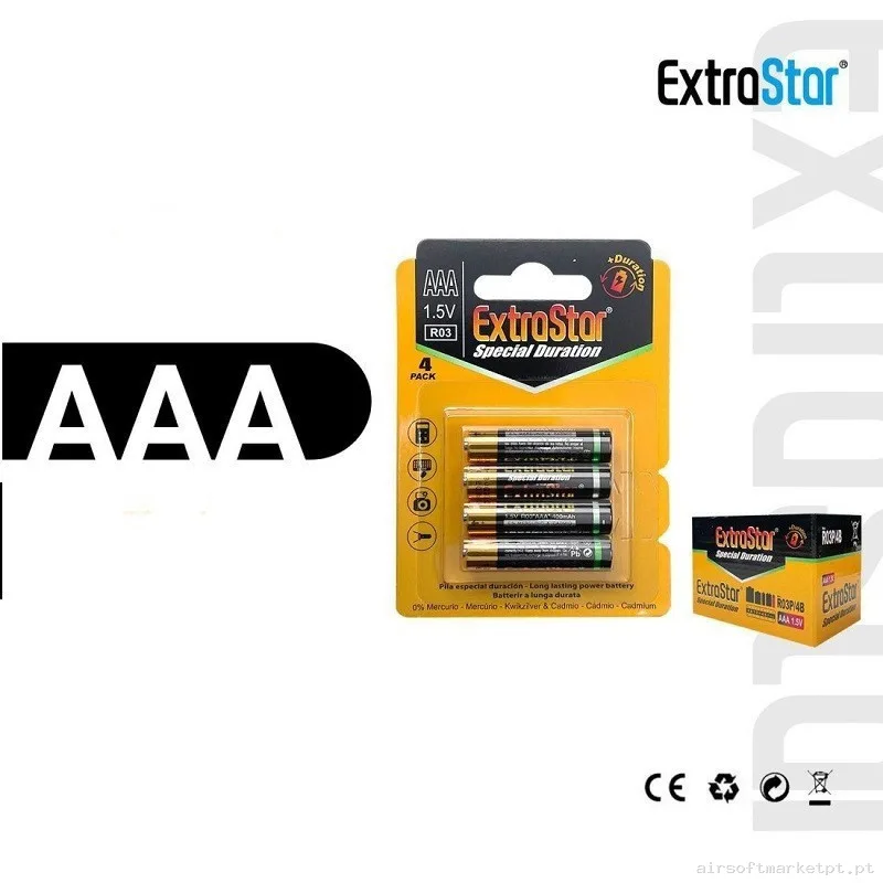 Pack Pila Aaa 1.5v 4 Unidades Extrastar — Acessórios & Componentes — Airsoft Market PT