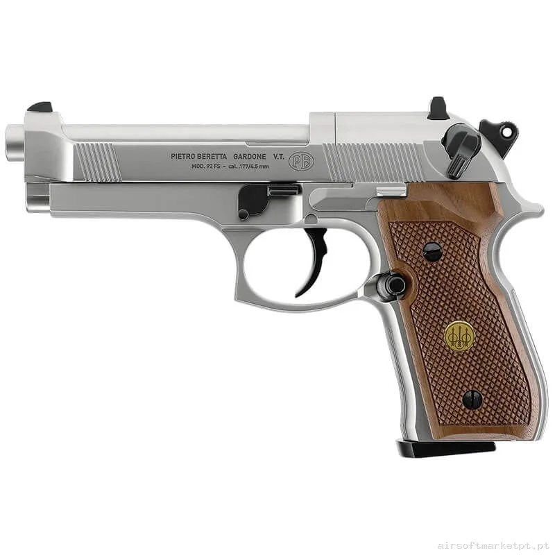 Airgun CO2 4.5mm Pistola Umarex Beretta M92 Fs cinza/Madeira — Pistolas — Airsoft Market PT