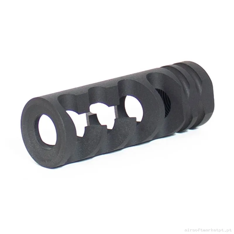 Externo Quebra-chamas Evolution CNC Steel Fishbone Flash Hider preta — Acessórios & Componentes — Airsoft Market PT
