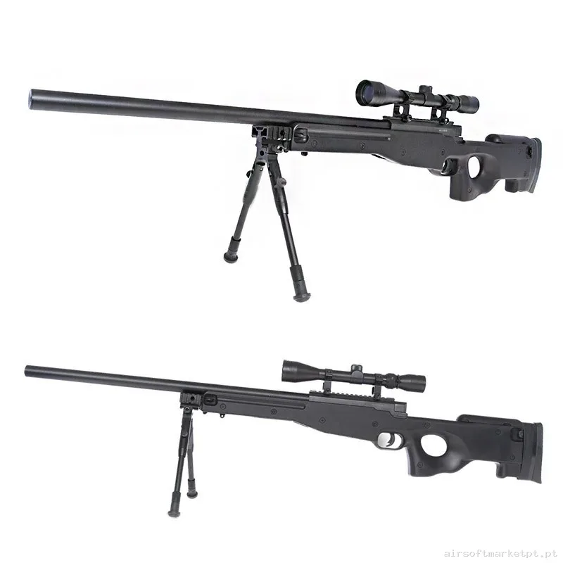 L96 Well Saigo Negro + Mira + Bipode- Upgradeado 515- 540 Fps — Snipers — Airsoft Market PT