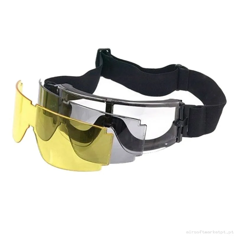GAFAS CON 3 LENTES RK5 NEGRO — Proteção Ocular & Facial — Airsoft Market PT